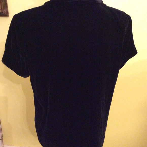 Pretty JNY Black Velvet Short Sleeve Blouse Size 8 - Picture 7 of 13